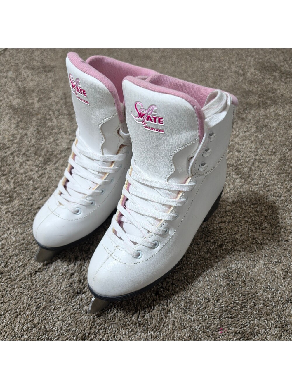 Jackson SoftSkate 380 Womens Size 5 Figure Ice Skates White Pink 240 Blade